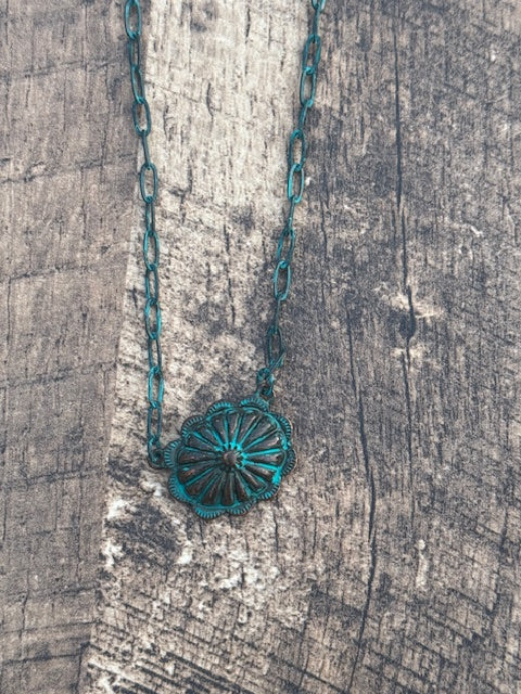 Tarnished Concho Dainty Necklace