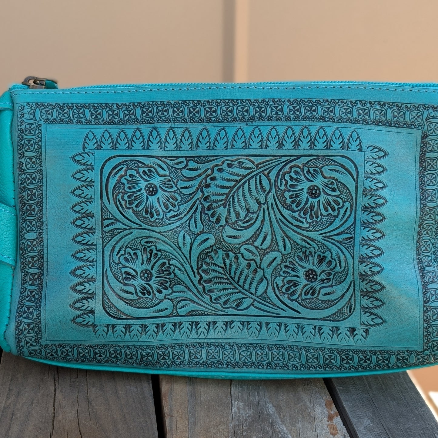 Turquoise Tooled Toiletry Bag