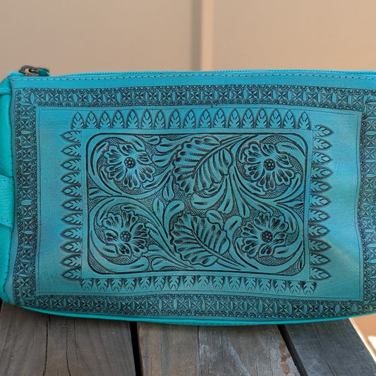 Turquoise Tooled Toiletry Bag